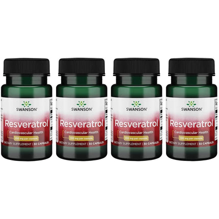 Swanson Resveratrol 100 - 100 mg per Capsule, 30 Capsules (4 Pack)