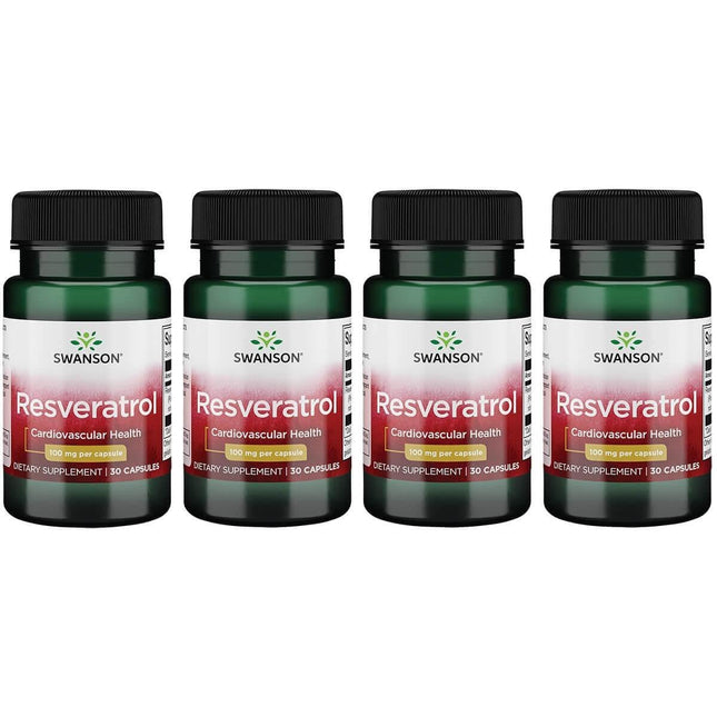 Swanson Resveratrol 100 - 100 mg per Capsule, 30 Capsules (4 Pack)