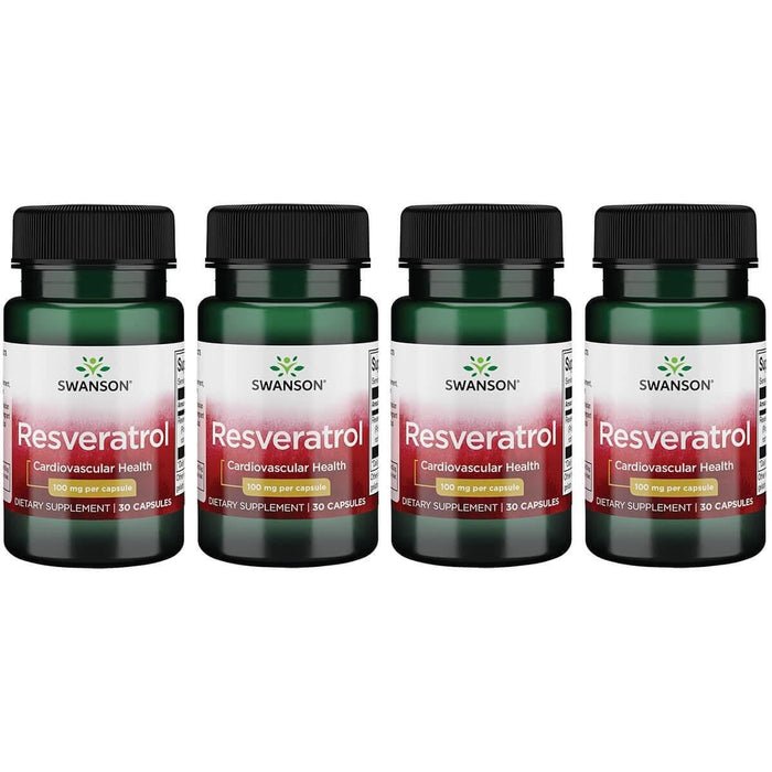 Swanson Resveratrol 100 - 100 mg per Capsule, 30 Capsules (4 Pack)