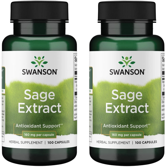 Swanson Sage Extract – Herbal Supplement for Total-Body Wellness | 100 Capsules, 160mg Each (2 Pack)