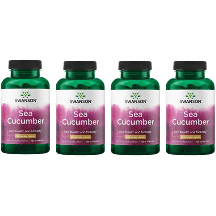 Swanson Sea Cucumber - Natural Joint Health & Mobility Support, 100 Capsules (500 mg Each) - 4 Pack