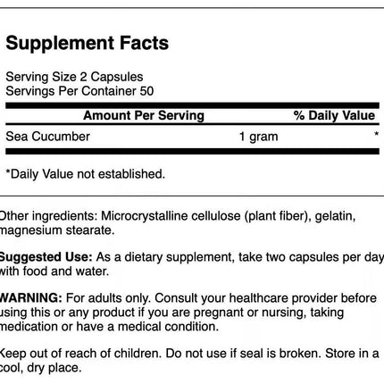 Swanson Sea Cucumber - Natural Joint Health & Mobility Support, 100 Capsules (500 mg Each) - 4 Pack