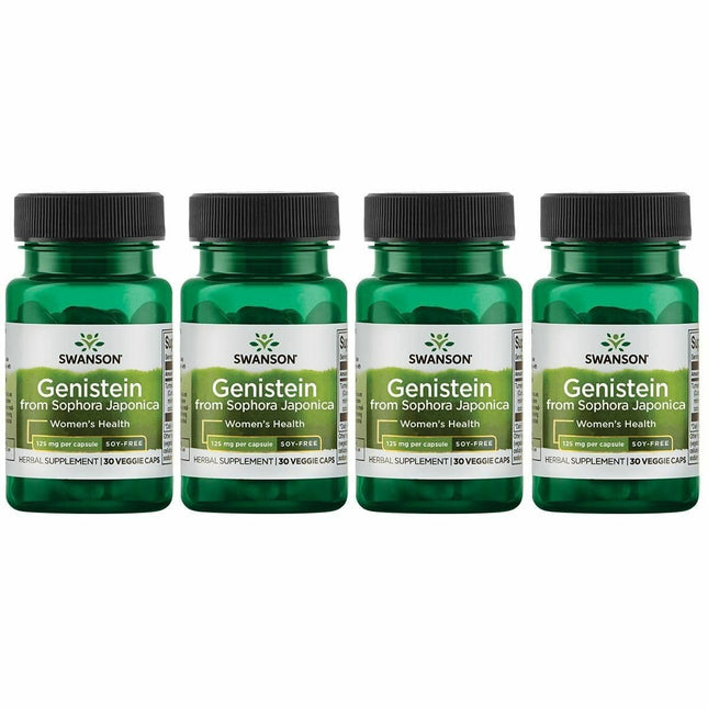 Swanson Soy-Free Genistein for Women | Plant-Based 125mg Genistein, 60 Veggie Capsules | 4 Pack
