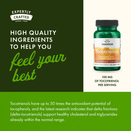 Swanson Double Strength Tocotrienols – Antioxidant Supplement | 60 Liquid Capsules, 100 mg Each (3 Pack)
