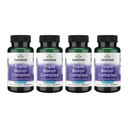 Swanson Triple Boron Complex - Natural Bone Health & Joint Support (250 Capsules) - 4 Pack