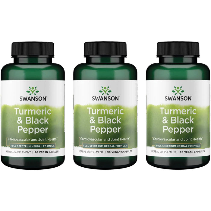 Swanson Premium Turmeric & Black Pepper - Antioxidant, Digestion & Joint Support - 90 Veg Caps (3 Pack)