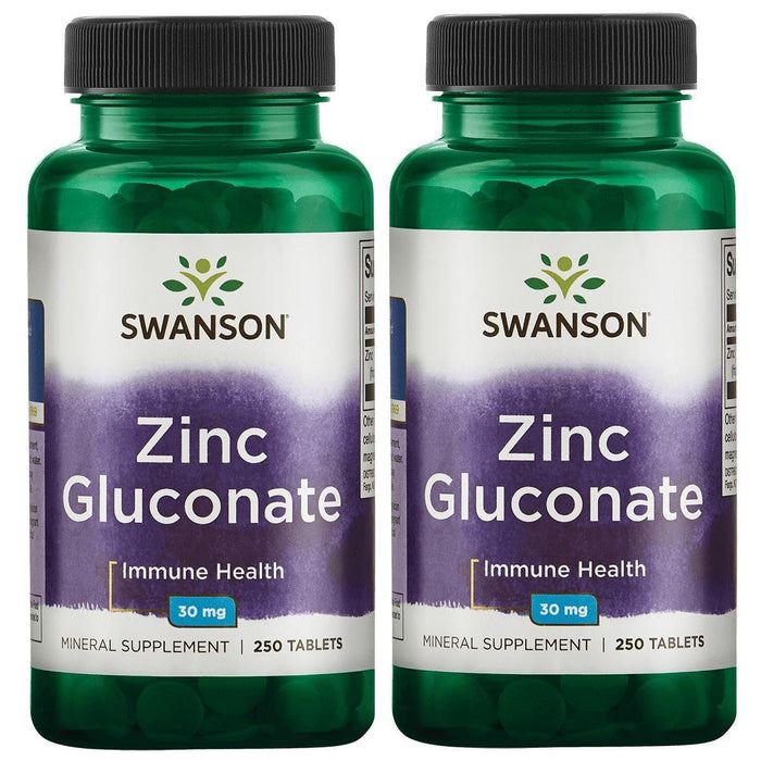 Swanson Zinc Gluconate 30 mg - 250 Tablets (2 Pack) | Prostate Health, Vision & Immune Support