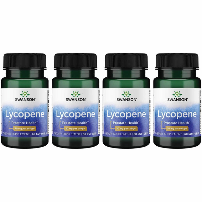 Swanson Lycopene - Natural Supplement for Prostate Health, Heart Health & Normal Blood Pressure - Men's Health - 4-Pack (60 Softgels per Bottle)