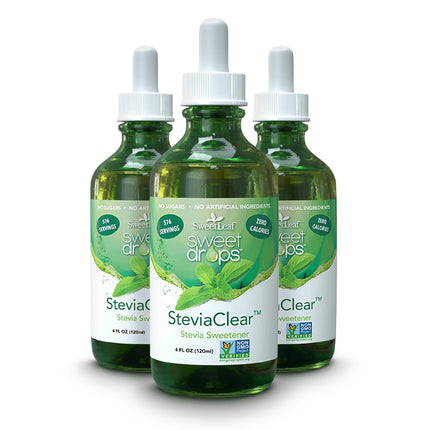 SweetLeaf SteviaClear Sweet Drops – Zero-Calorie Liquid Stevia, No Bitter Aftertaste, Pack of 3 (4 oz each)