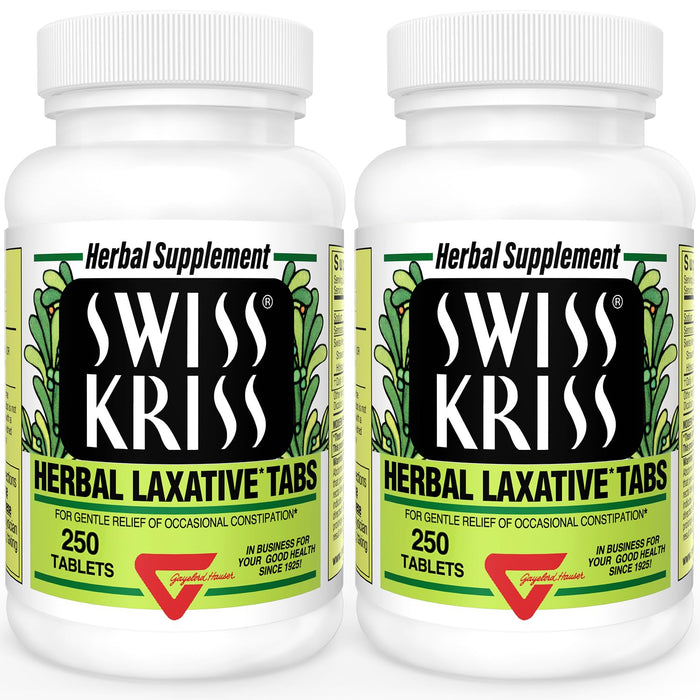Swiss Kriss Herbal Laxative Tablets | Natural Constipation Support | Senna | Pack of 2