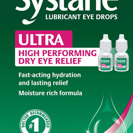 Systane Ultra Lubricant Eye Drops Twin Pack – 10 mL Each | Dry Eye Relief