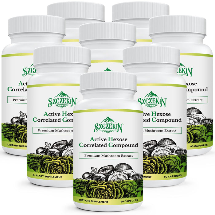 SZCZEKIN AHCC 1500 mg — 8 Mushroom Extract Immune Support Supplement | 720 Veggie Capsules