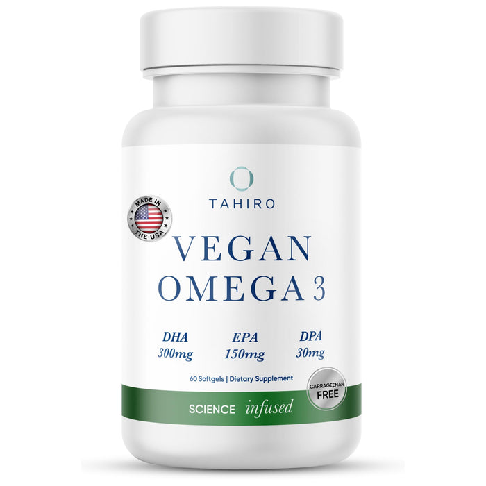 TAHIRO Vegan Omega-3 Softgels – 1000mg Plant-Based DHA, EPA & DPA | Brain Health, Prenatal & Joint Support