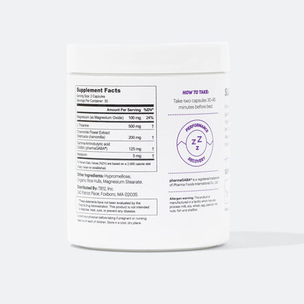 TB12 Sleep - Sleep Support with Magnesium, L-Theanine, Chamomile, GABA & Melatonin