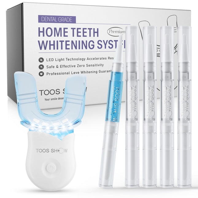 Teeth Whitening Kit for Sensitive Teeth – 4 Carbamide Pens + Remineralization Pen | LED Light