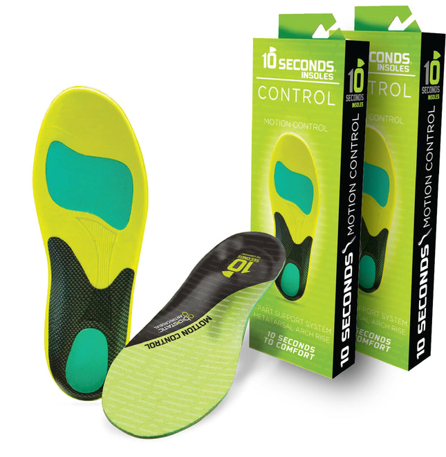 Ten Seconds 3210 Motion Control Shoe Insoles – Arch Support, Deep Heel Cup, Metatarsal Pad | M14 (2 Pack)