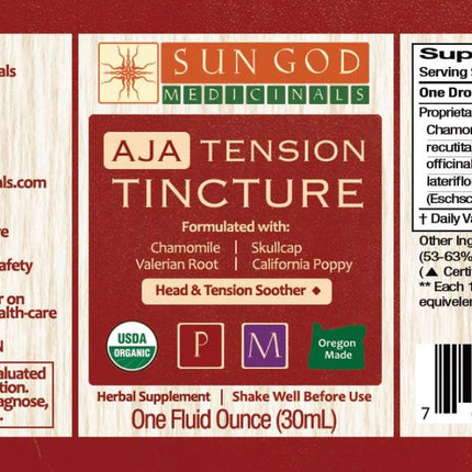 Organic Herbal Tension Tincture - EASE TENSION in HEAD, NECK & SHOULDERS