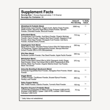 Terra Health Essentials Super Greens | Organic Greens Powder with Probiotics | 30 Servings