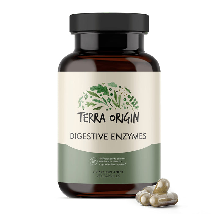 TERRA ORIGIN Digestive Enzymes with Probiotics & Prebiotics | 60 Caps