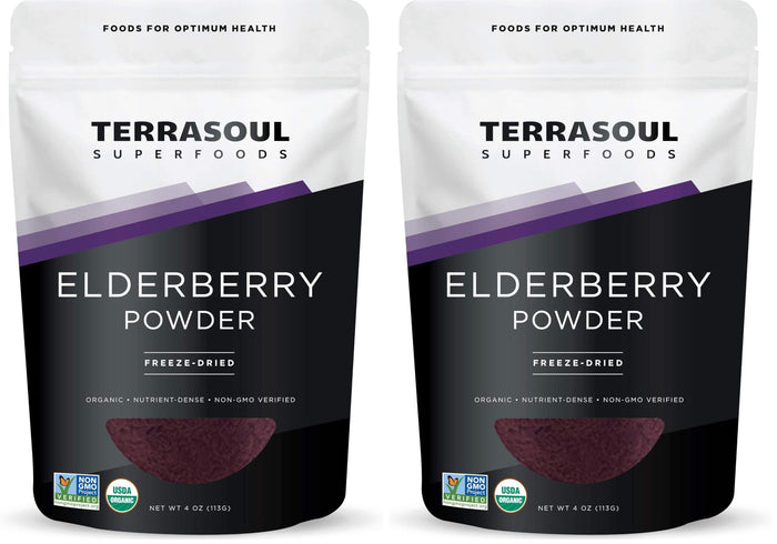 Terrasoul Organic Elderberry Powder - 4 oz Freeze-Dried (Pack of 2)