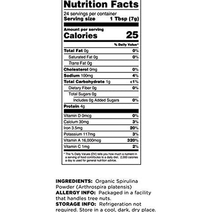 Terrasoul Spirulina Powder Organic, 24 oz – Non-GMO, Gluten-Free, Vegan