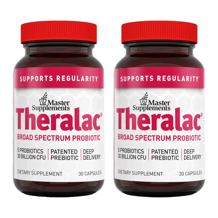 Theralac Master Supplements – 2-Pack Multi-Strain Probiotic for Gut Health, Gluten Free, 60 Servings