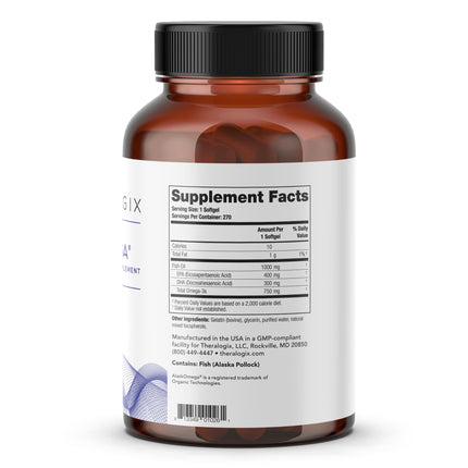 Theralogix TherOmega Omega-3 Fish Oil – 700 mg DHA + EPA, 270 Softgels, Sustainably Sourced & NSF Certified