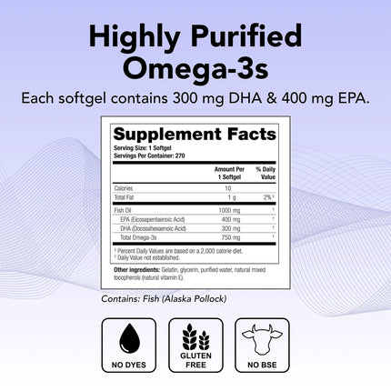Theralogix TherOmega Omega-3 Fish Oil – 700 mg DHA + EPA, 270 Softgels, Sustainably Sourced & NSF Certified