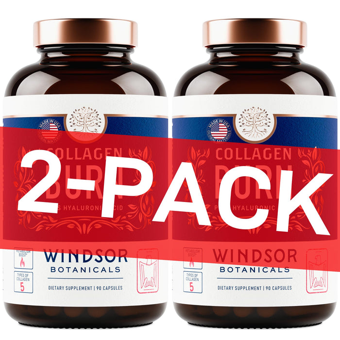 Thermogenic Multi Collagen Burn Capsules – 2-Pack, 180 Pills | Hyaluronic Acid, Marine Collagen & Vitamin C