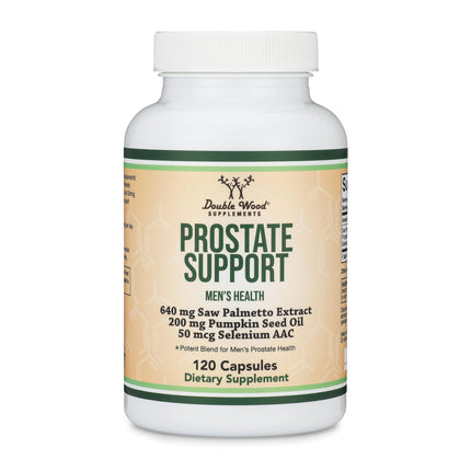 Prostate Support Supplement for Men (120 Capsules) – One Daily Serving | Saw Palmetto, Pumpkin Seed Oil, Selenium | Double Wood