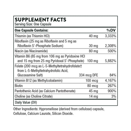 THORNE B-Complex #6 – Vitamin B Complex with Active Forms of Essential B Vitamins & Extra B6 | 60 Servings