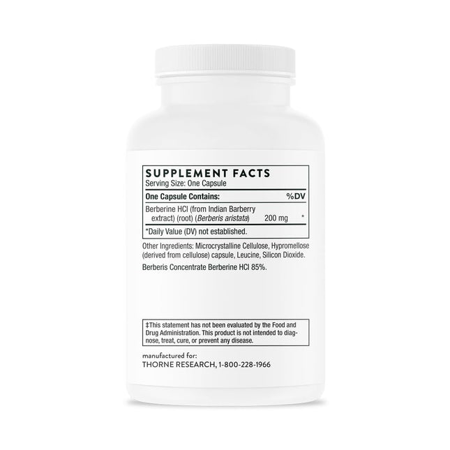 THORNE Berberine 200 mg (Formerly Berbercap) - 60 Capsules - Supports Heart, Immunity & Gut Health