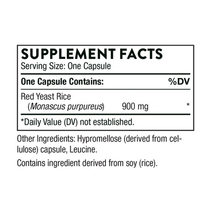 THORNE Red Yeast Rice 900mg – Gluten-Free Cholesterol Support Supplement | 120 Capsules