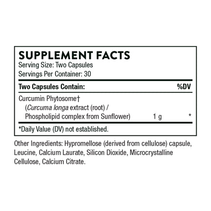 THORNE Curcumin Phytosome 1000 mg (Meriva) – Clinically Studied, High Absorption – 30 Servings