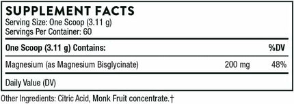THORNE Magnesium Bisglycinate Powder – 60 Servings, 6.5 oz Jar | Sleep, Metabolism & Heart Health