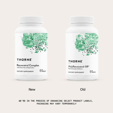 THORNE Resveratrol Complex – Trans-Resveratrol with Green Tea, Quercetin & Curcumin Phytosome (60 Caps) – Third-Party Certified