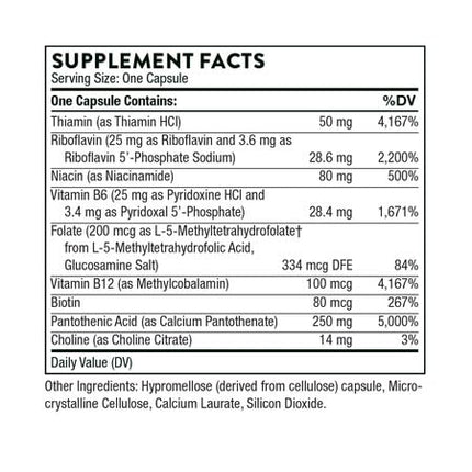THORNE Stress B-Complex | B2, B6, B12, Folate + B5 for Adrenal Support – 60 Servings