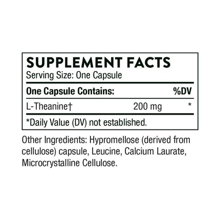 THORNE Theanine 200 mg | Supports Relaxation, Focus & Stress Response - 90 Capsules
