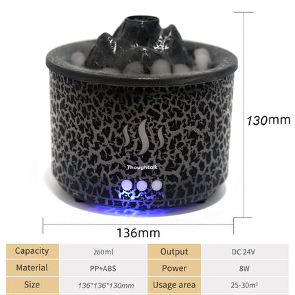 Thoughtalk 3in1 260ml Night Light Diffuser – Aromatherapy, Humidifier & Mood Light (2/8H)