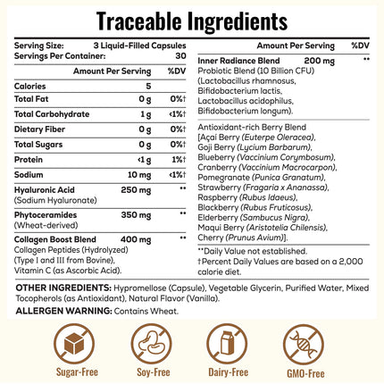 ThrivyThystle 19-in-1 Hyaluronic Acid Capsules – 2 Pack, 1200 mg, Collagen, Vitamin C, Probiotics