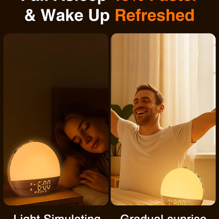 Thybro Sunrise Alarm Clock with Sunrise Light, Bluetooth & 30 Sleep Sounds | Wood Grain