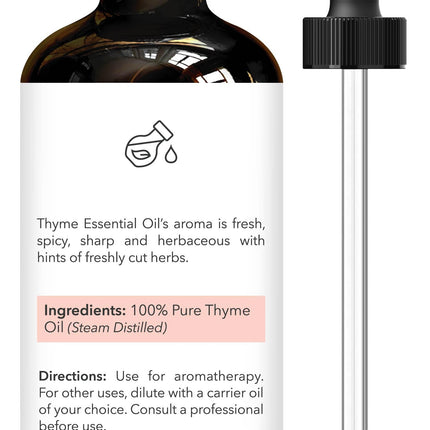 Brooklyn Botany Thyme Essential Oil – 4 Fl Oz | 100% Pure & Natural, Premium Grade
