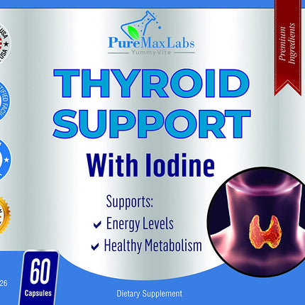 Thyroid Support with Iodine - Metabolism & Focus Booster | 60 Capsules | Non-GMO