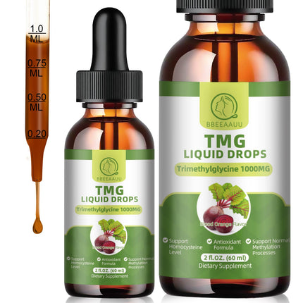 BBEEAAUU TMG Supplements 1000MG Liquid Drops – High-Absorption Betaine for Methylation, Liver & Cognitive Support