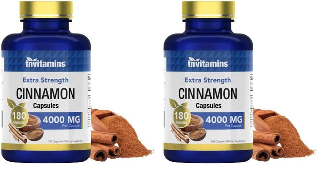 tnvitamins Cinnamon Capsules 4000 mg Equivalent – Cassia & Ceylon Blend, USA Made, 2-Pack