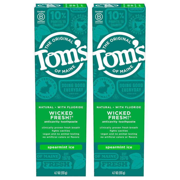 Tom's of Maine Wicked Fresh! Fluoride Toothpaste - Spearmint 4.7 oz 2-Pack