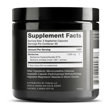 Toniiq Berberine HCl 97% – Himalayas 100:1 Concentrate, 180 Veg Capsules