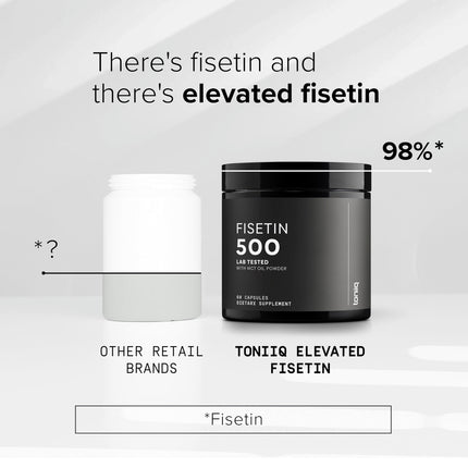 Toniiq Ultra High Purity Fisetin 500mg | 98%+ Purified, MCT-Enhanced Absorption | 60 Capsules