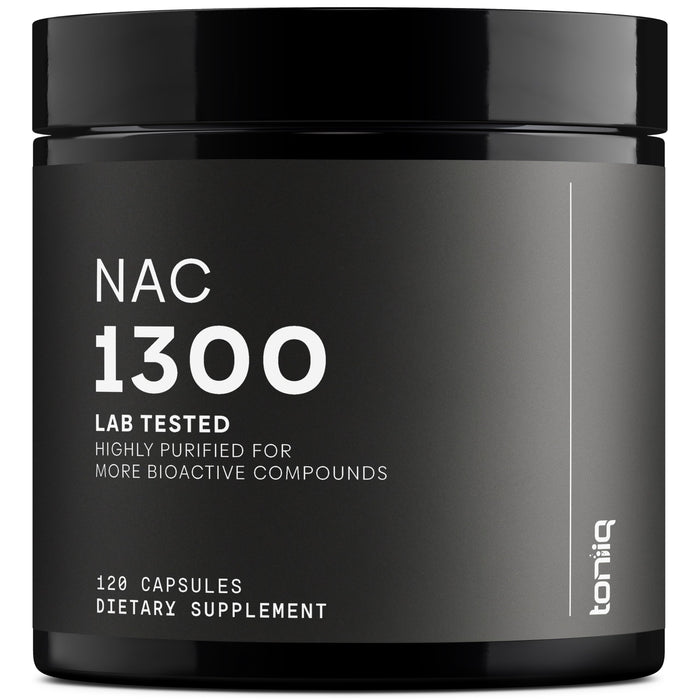 Toniiq 1300mg NAC – 120 Veg N-Acetyl Cysteine Capsules – 98% Purity, Lab Tested