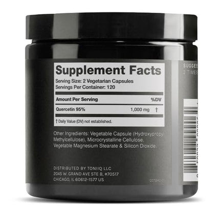Toniiq Quercetin Capsules 1000mg | 95%+ Pure, Bioavailable Quercetin Supplement | 240 Capsules